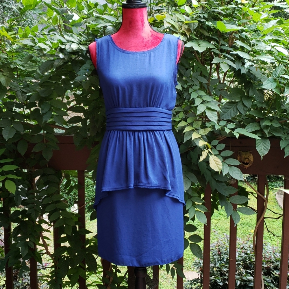 BCBGMaxAzria Royal Blue Sleeveless Peplum Dress